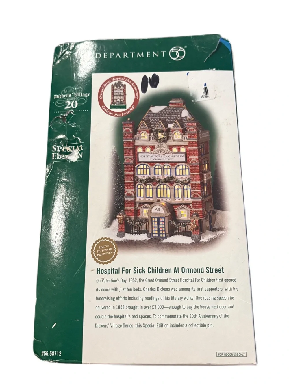 Department 56 Hospital for Sick Children Ormond Street 58712 Dickens Village PIN